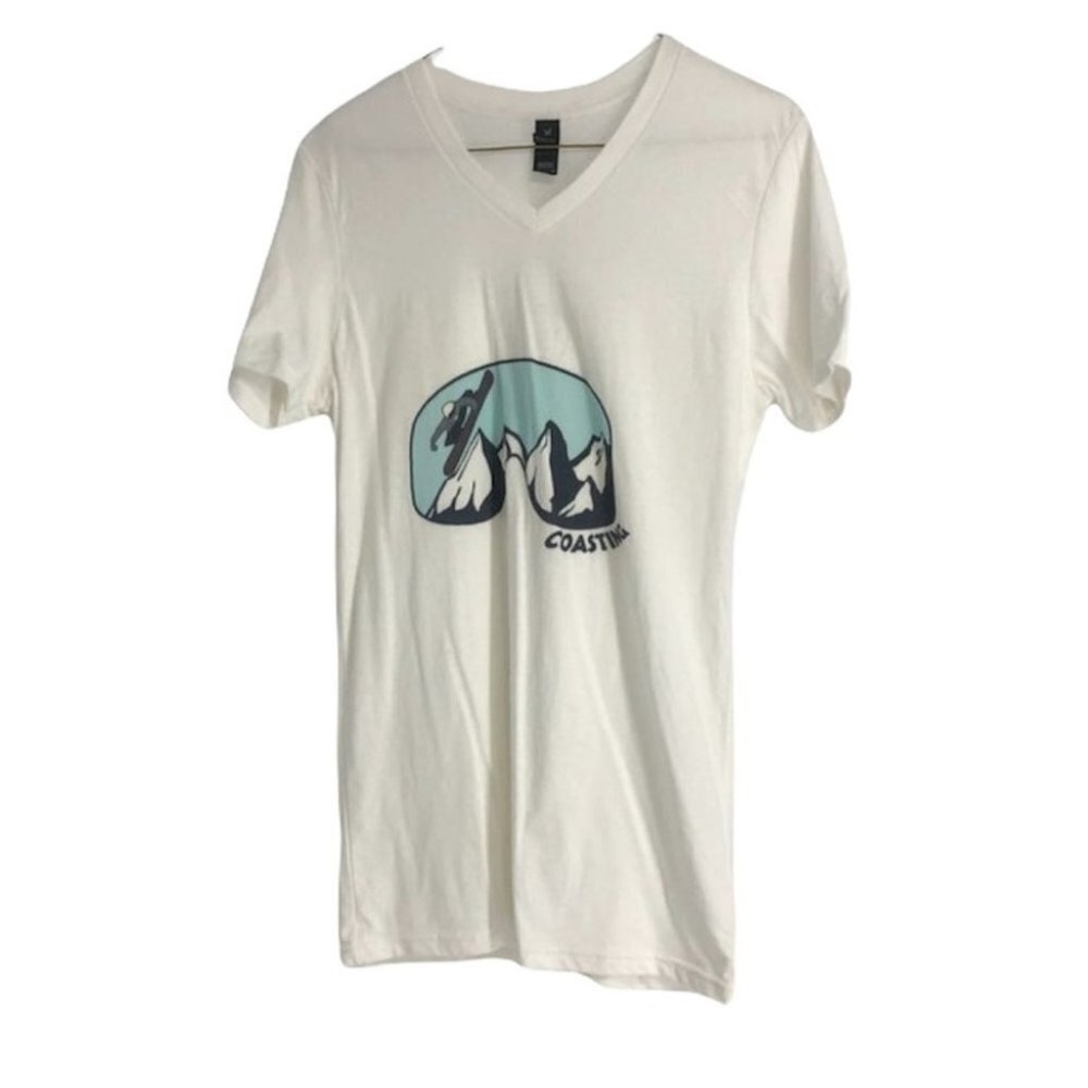 We Coast PNW snowboarding  graphic coasting white blue tshirt small